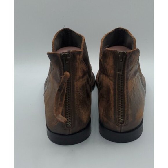 Free People Open Toe Boot Sandal Brown Distressed Leather Back Zip Size 10 - Picture 6 of 10